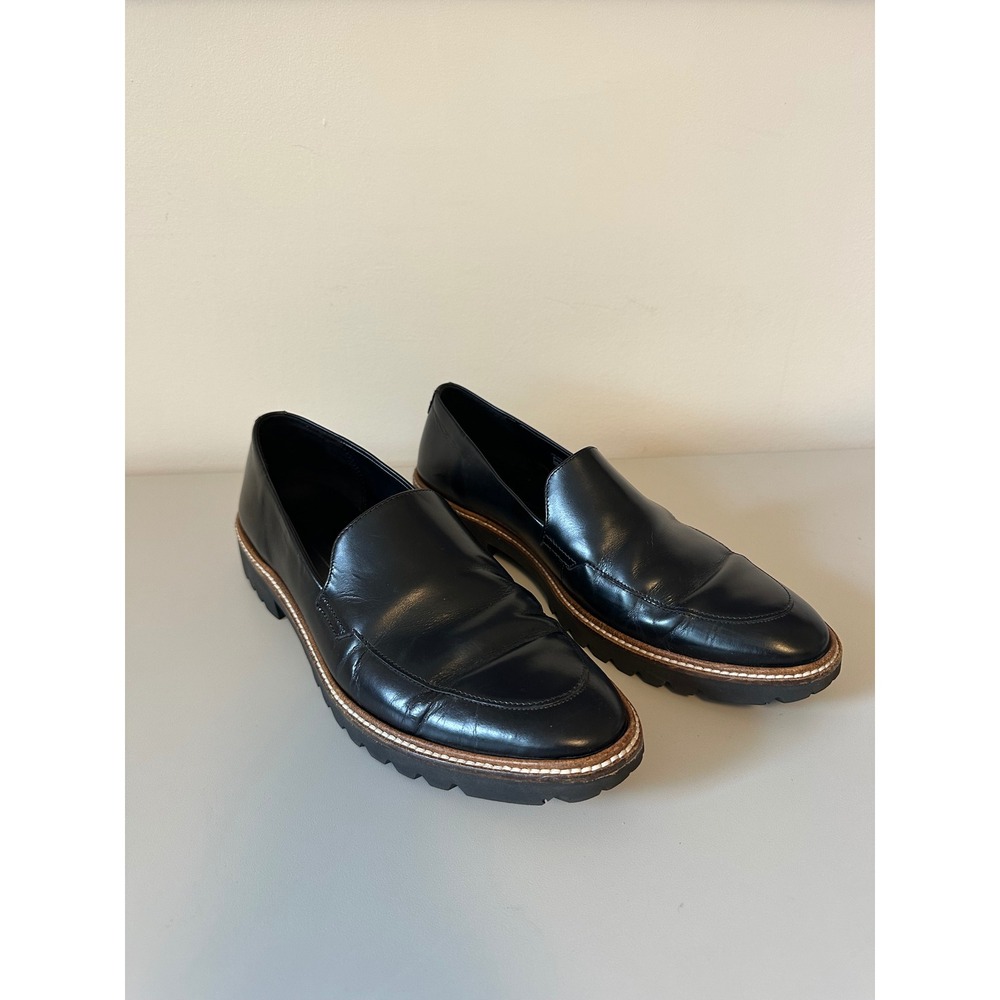 ECCO Danish Design Black Leather Lug Sole Loafers Womens | Size 40